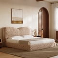 Modern Queen Size Chenille Upholstered Bed with Butterfly Shaped Headboard
