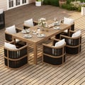 Wevara 7-Piece Outdoor Rope Weave Dining Set with 6 Chairs