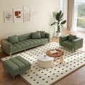 Conjunto de Sofá Axial de 3 Peças com Sofá Chaise Longue com Otomanas e Cadeira de Apoio
