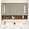39" Walnut LED Medicine Cabinet with Adjustable Lighting, Demister and Digital Clock