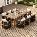 Wevara 9-Piece Outdoor Rope Weave Dining Set with 8 Chairs
