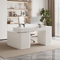 Velign 65" L-Shape White Executive Desk with Right-Side Cabinet
