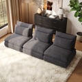 Sofá seccional modular de chenilla gris claro de 108" y 3 piezas con almacenamiento oculto