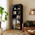 Arune Black Chest Bookcase with Storage Cabinet & LED Light