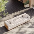 Resaro Teak Wood Deep-Seat 3-Seater Outdoor Sofa Warm White