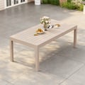Wevara 78" Sand-Finished Aluminum Slatted Outdoor Dining Table in Sand