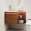 Mobile Bagno Angolare da 36" con Contenitore e Luce a Sensore LED
