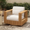 Modern Outdoor Sculptural Fluted 360-Degree Swivel Accent Chair in Natural