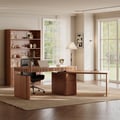 Aura 63" Walnut Flutted 360-Degree Rotating Desk Electric Adjustable Standing Desk