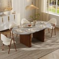 Japandi 63"-79" Extendable Oval Concrete Gray Dining Table, Seats 4-6