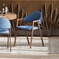 Modern Blue Linen Dining Chair with Upholstered, 2 Pieces