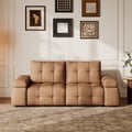 95" 2-Seater Genuine Leather Power Convertible Sleeper Sofa with adjustable armrests