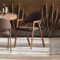 Modern Brown Linen Dining Chair with Upholstered, 2 Pieces