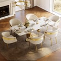 Dining Set 71.3" Rectangle Sintered Stone Table with 6 Chairs
