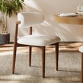 Nowoczesne krzesło do jadalni z drewna orzechowego i lnu, z nogami z drewna kauczukowego, 1 sztuka