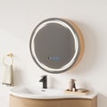 24" Round LED Natural Medicine Cabinet with Storage, Anti-Fog, Dimmable