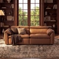 87" 2-Seater Genuine Leather Power Convertible Sleeper Sofa