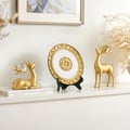 3-teiliges goldenes Hirsch-Figuren-Set mit Dekoteller, luxuriöse Tierskulpturen aus Kunstharz