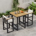 Ensemble de table de bar moderne d'extérieur 3 pièces en bois de teck Tevara avec 2 chaises
