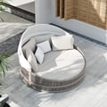 Costra Weatherproof Round Patio Daybed with Adjustable Canopy Ivory