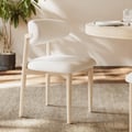 Modern Whitewashed Linen Dining Chair with Rubberwood Legs, 1 Piece