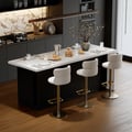Modern 72" Glossy Sintered Stone Top Kitchen Island with Storage, White & Black
