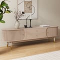 80" Ash Wood Fluted Whitewash TV Stand with Storage