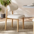 Modern Natural Boucle Dining Chair with Rubber Wood Legs, 1 Piece