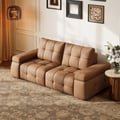 243cm 2-Seater Real Leather Power Convertible Sleeper Sofa with adjustable armrests