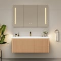 Modern 47" Floating Fluted Bathroom Vanity with Sink, Soft LED, Ample Storage