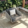 Cocaro Outdoor Rope Weave Aluminium Swing Chair with Cushion for 1 in Grey
