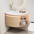 36" Corner Bathroom Vanity with Storage & LED Sensor Light