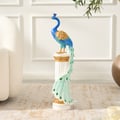 70cm Luxury Resin Peacock Statue with Crystal Accents – Elegant Home Decor Sculpture