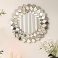 60cm Diamond-Shaped Wall Mirror, Silver Round Decorative Mirror