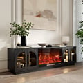 Arune 80" Arched Glass Doors TV Stand with Electric Fireplace & Remote Control