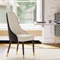Diamic Black Faux Leather Dining Chairs with Upholstered, 2 Pieces
