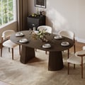 Modern 47"-79" Extendable Smoky Brown Wood Dining Table with Fluted Base, Seats 4-6