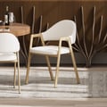 Modern Warm White Boucle Dining Chair with Upholstered, 2 Pieces