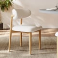 Modern Natural Linen Dining Chair with Rubberwood Legs, 1 Piece