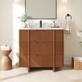 36" Fluted Single Bathroom Vanity with Sink and Sintered Stone Top