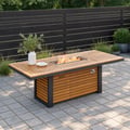 Axis 94.5" Outdoor Propane Fire Pit Dining Table with Hidden Tank & Wind Shield