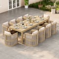 Wevara 11-Piece Outdoor Rope Weave Dining Set with 10 Chairs in Natural