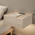 Floating Wooden Nightstand with Light & Charging Station