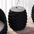 Cocaro Outdoor Rope-Woven Side Table with Storage & Slate Top in Dark Gray