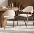 Modern Warm White Linen Dining Chair with Upholstered, 2 Pieces