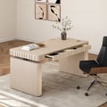 Aura 160 cm Whitewash Fluted Electric Adjustable Standing Desk