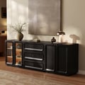 94" TV Stand with Chest Cabinet featuring storage and LED