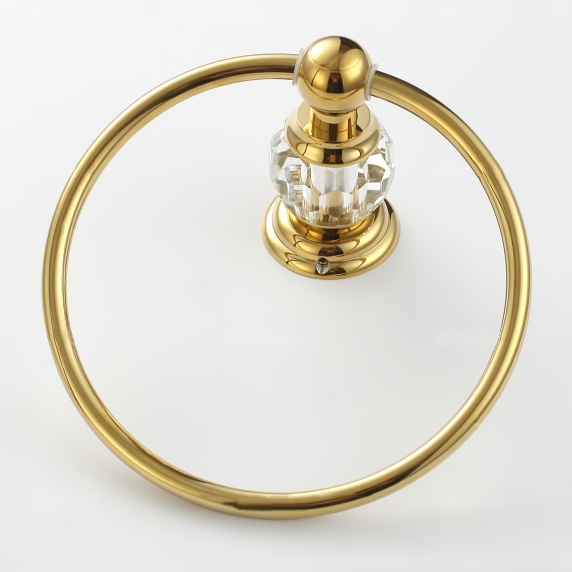 Anneau à serviettes rond Charles Luxueux en laiton massif en cristal transparent pour salle de bain image de fenêtre