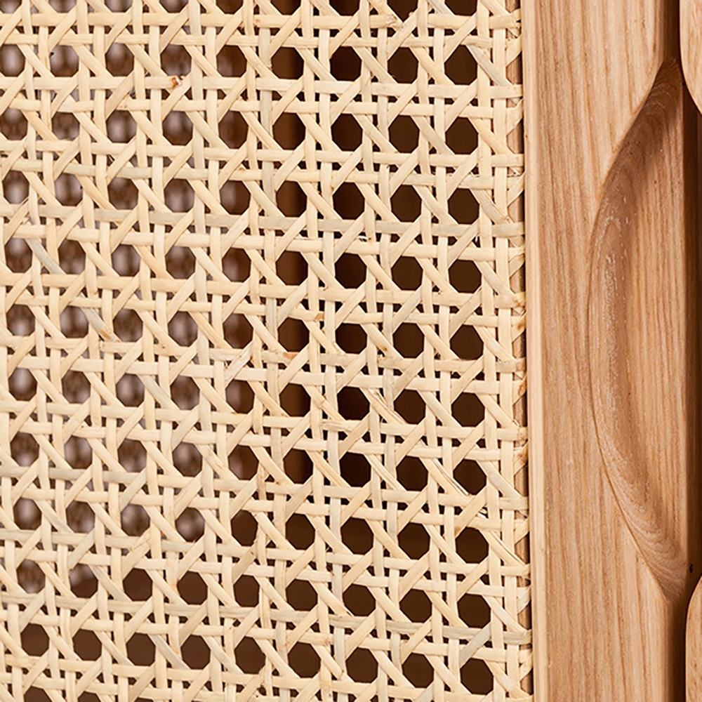 Armoire de rangement en rotin tressé avec 2 portes et 4 tiroirs image de fenêtre