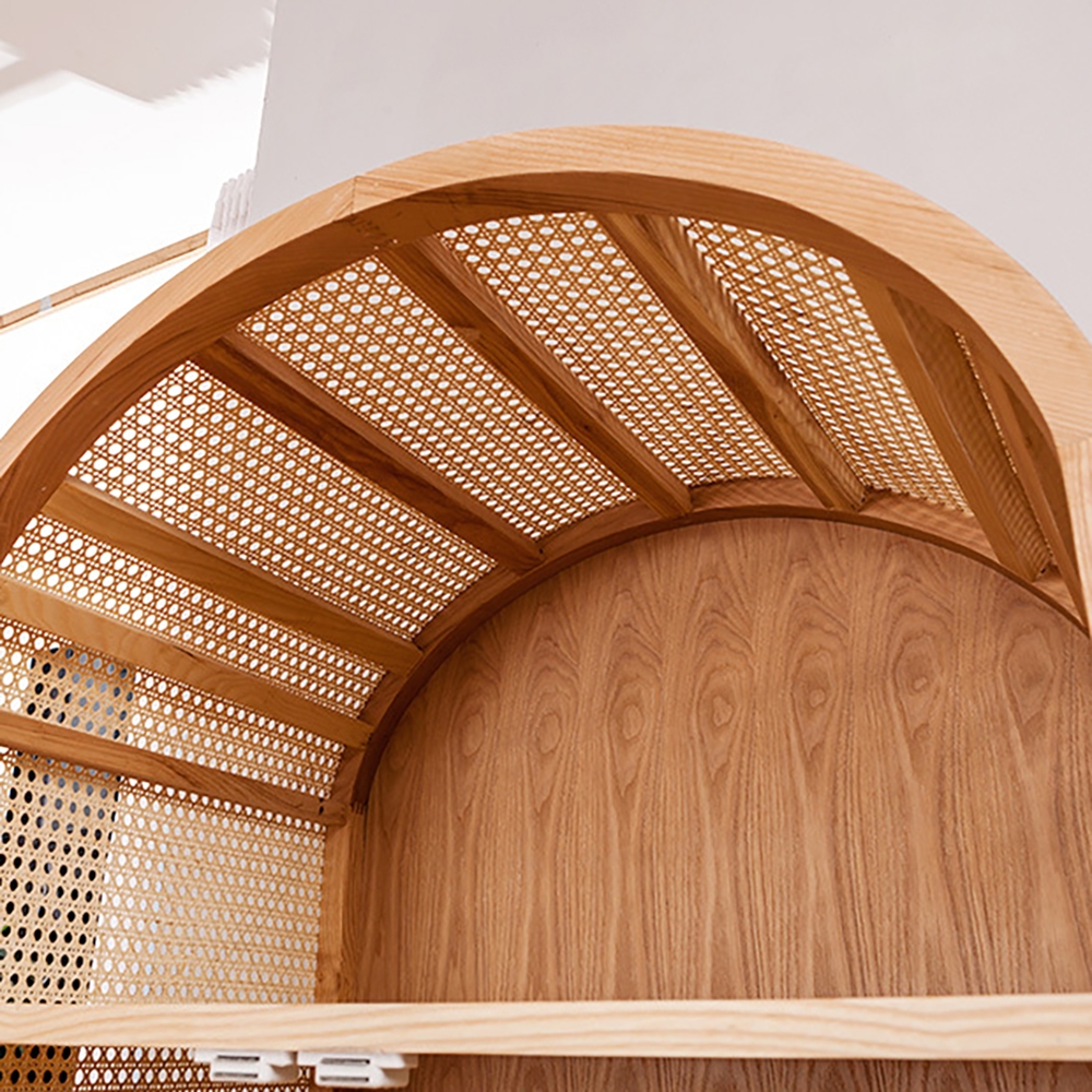 Armoire de rangement en rotin tressé avec 2 portes et 4 tiroirs image de fenêtre